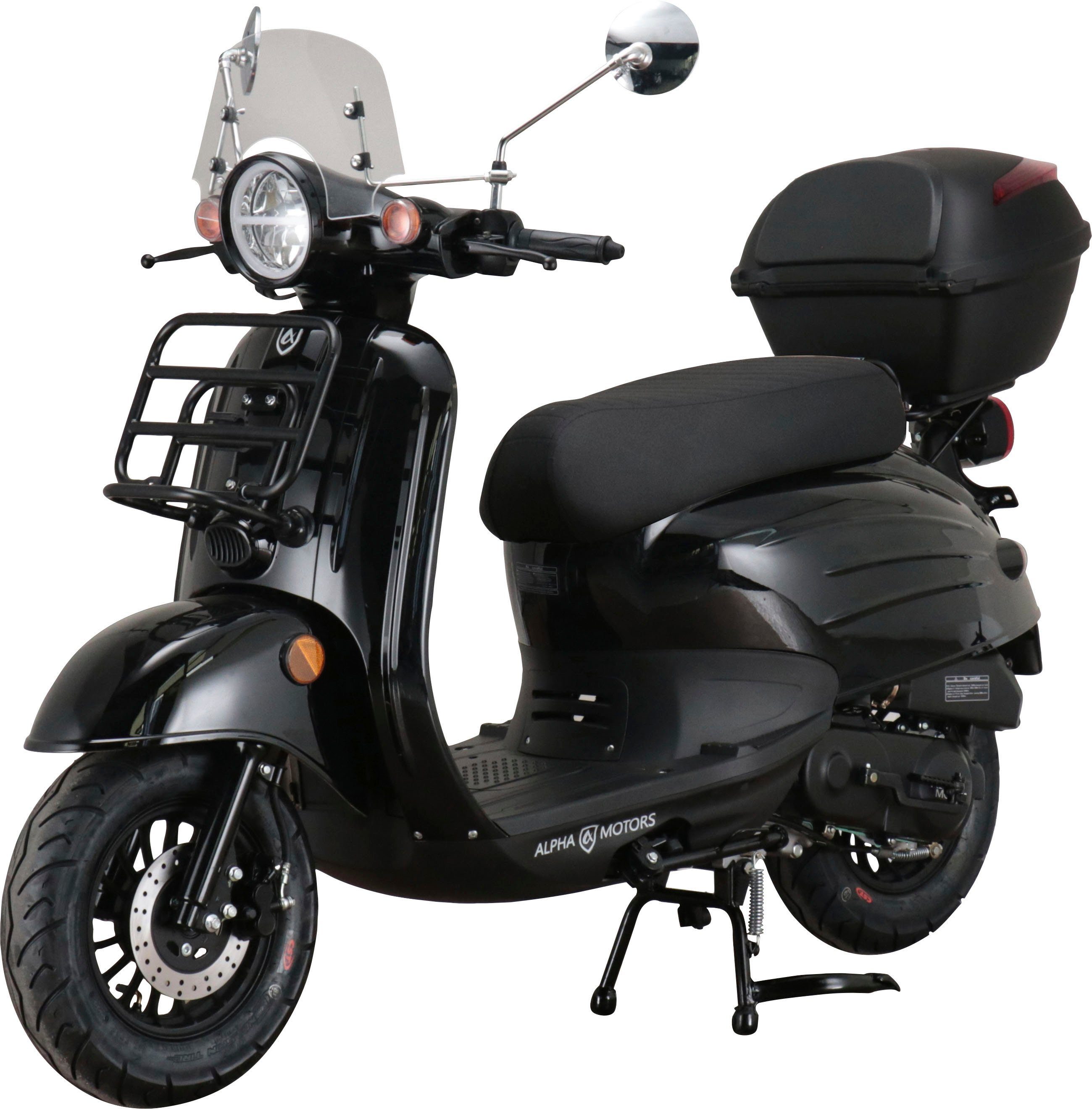 Alpha Motors Motorroller Adria, 50 ccm, 45 km/h, Euro 5, (inkl. Windschild und Topcase), mit Lenkerschloss und Windschild
