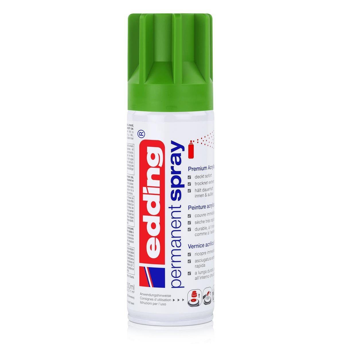edding Sprühfarbe edding Permanent Spray gelbgrün 200 ml Premium Acryllack, RAL 6018