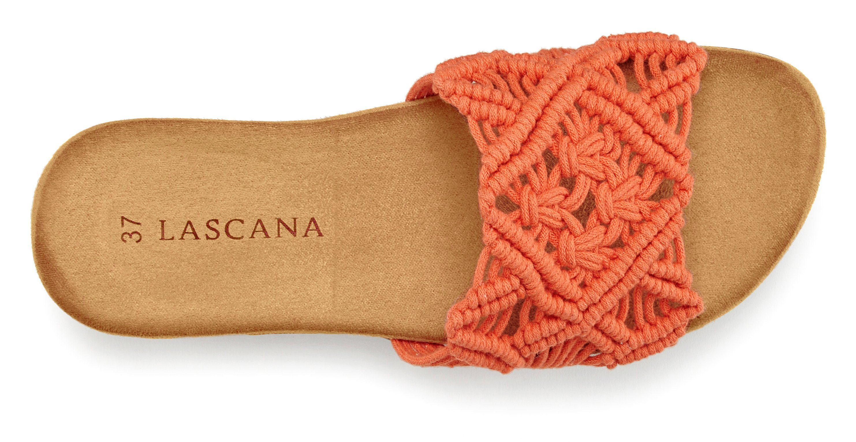LASCANA Sommerschuh, offener Schuh, Mule, Sandale, Pantolette mit modischem Häkelmuster VEGAN