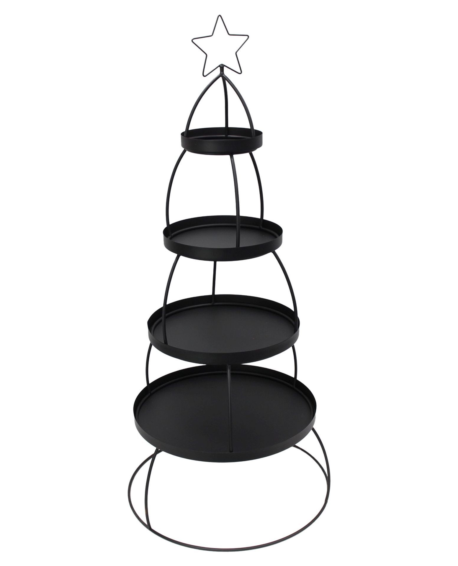 Dekoleidenschaft Etagere XXL "Tannenbaum" Metall schwarz, Ø 56x132 cm 4 Etagen, Tortenständer, Metall, Weihnachtsdeko, Dekoständer, Obstetagere, Regal