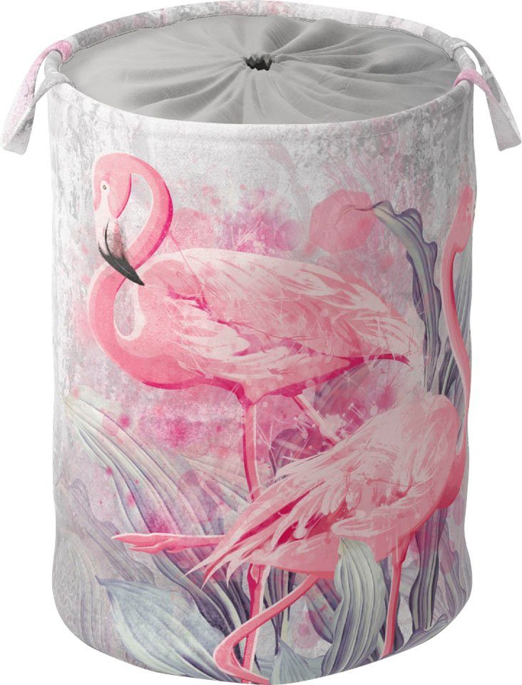 Sanilo Wäschekorb Flamingo, 60 Liter, faltbar, mit Sichtschutz und Griffen,  kräftige Farben