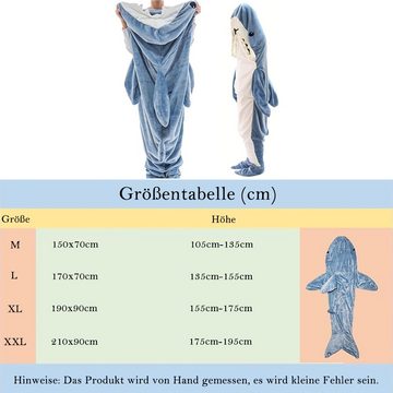 Wohndecke Hai-Decke Hoodie, Superweicher Sofa Kuscheldecke Hai Decke Schlafsack, NUODWELL