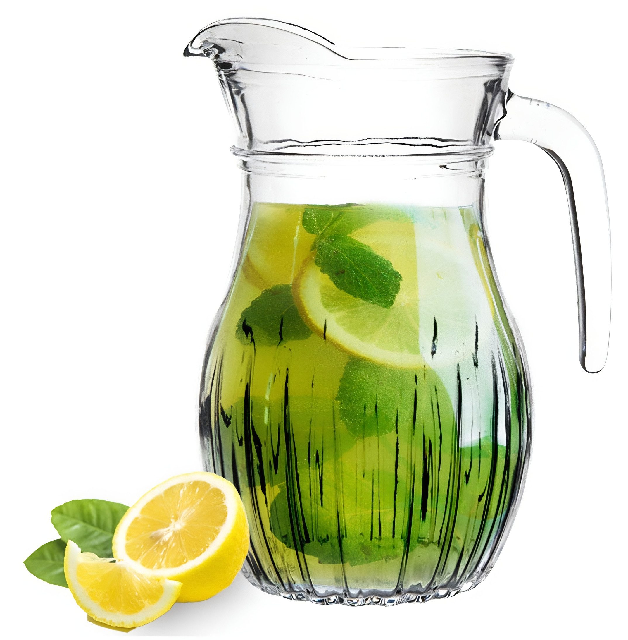 Wasserkrug Glaskrug 1,2 L Transparent, Ergonomischer Griff