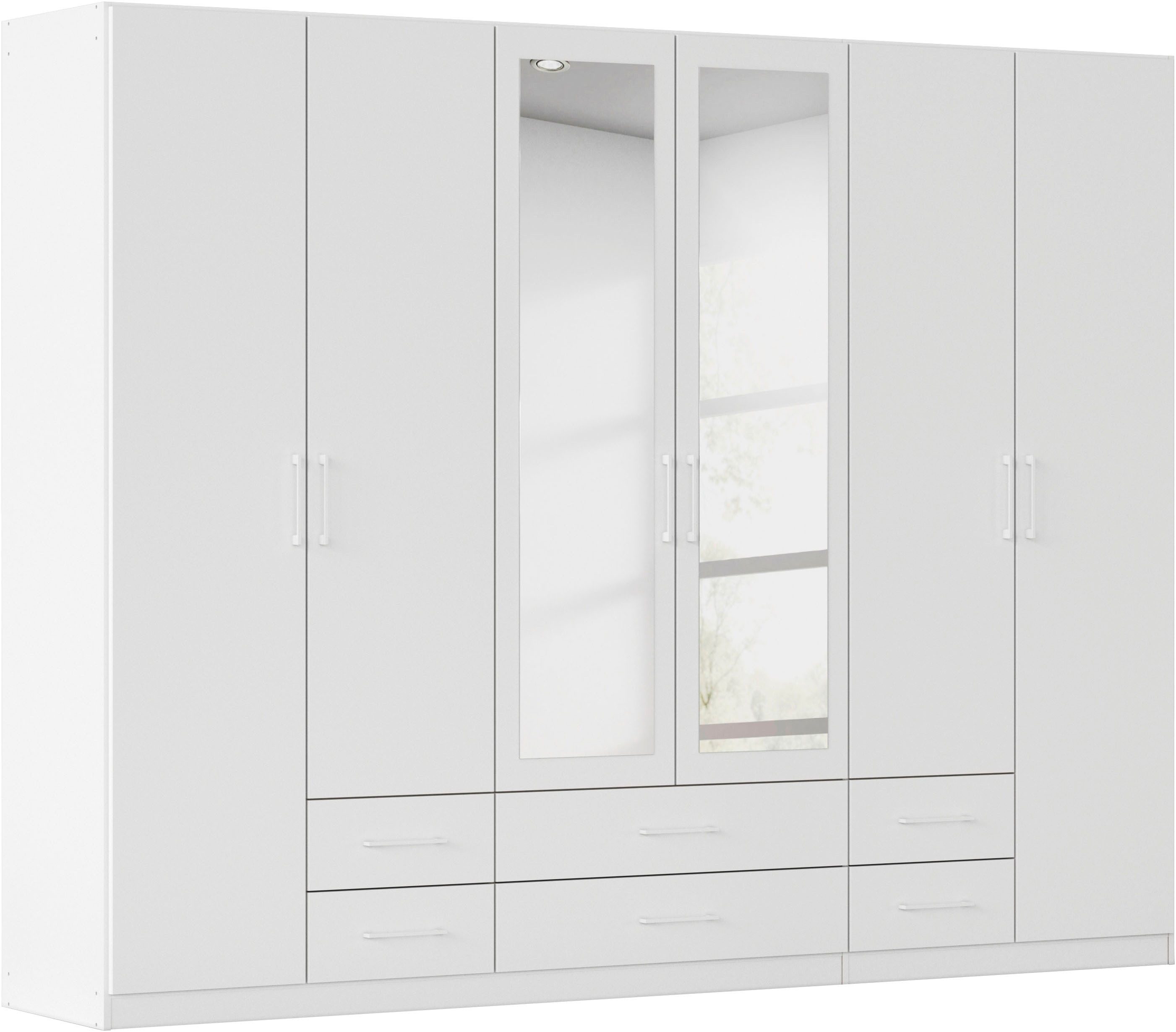 rauch Kleiderschrank Schrank Garderobe Ankleide GAMMA Breiten 91/136/181/226/271/315/360 cm (in 3 Ausstattungen BASIC/CLASSIC/PREMIUM (inkl. SOFT-CLOSE-Funktion) verschiedene Griff-Varianten, mit Spiegel TOPSELLER MADE IN GERMANY