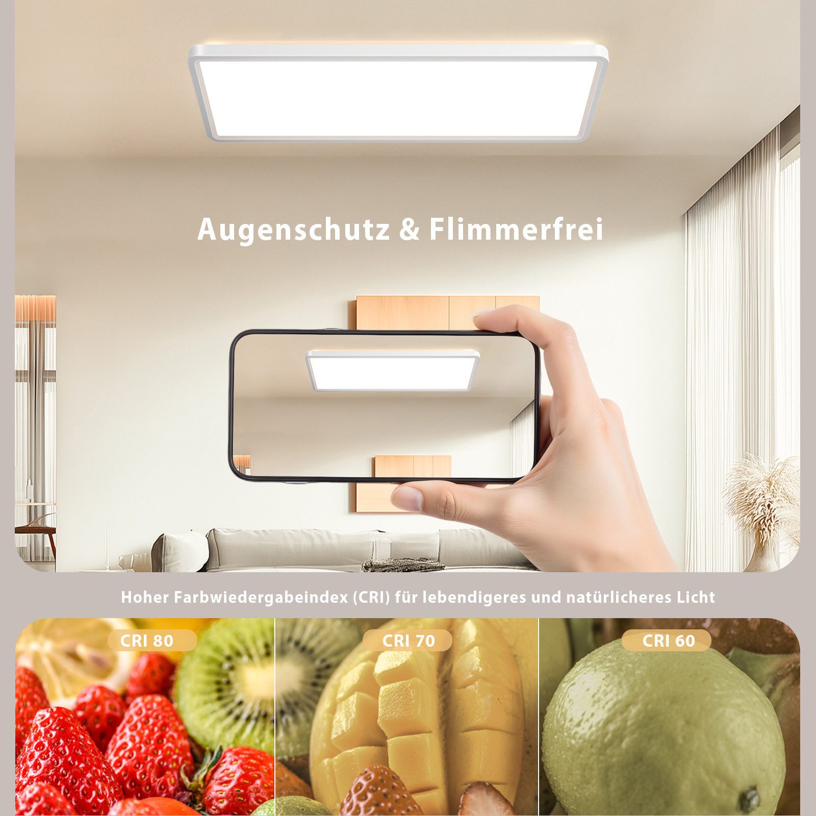 Lujasi LED Deckenleuchte Deckenlampe, 36W 3600LM LED Panel Flach 100 x 25 x 5,5 cm, tageslichtlampe decke, LED, Neutralweiß, Rechteckige, Energieeffizient & langlebig 4000K für Schlafzimmer Wohnzimmer Küche
