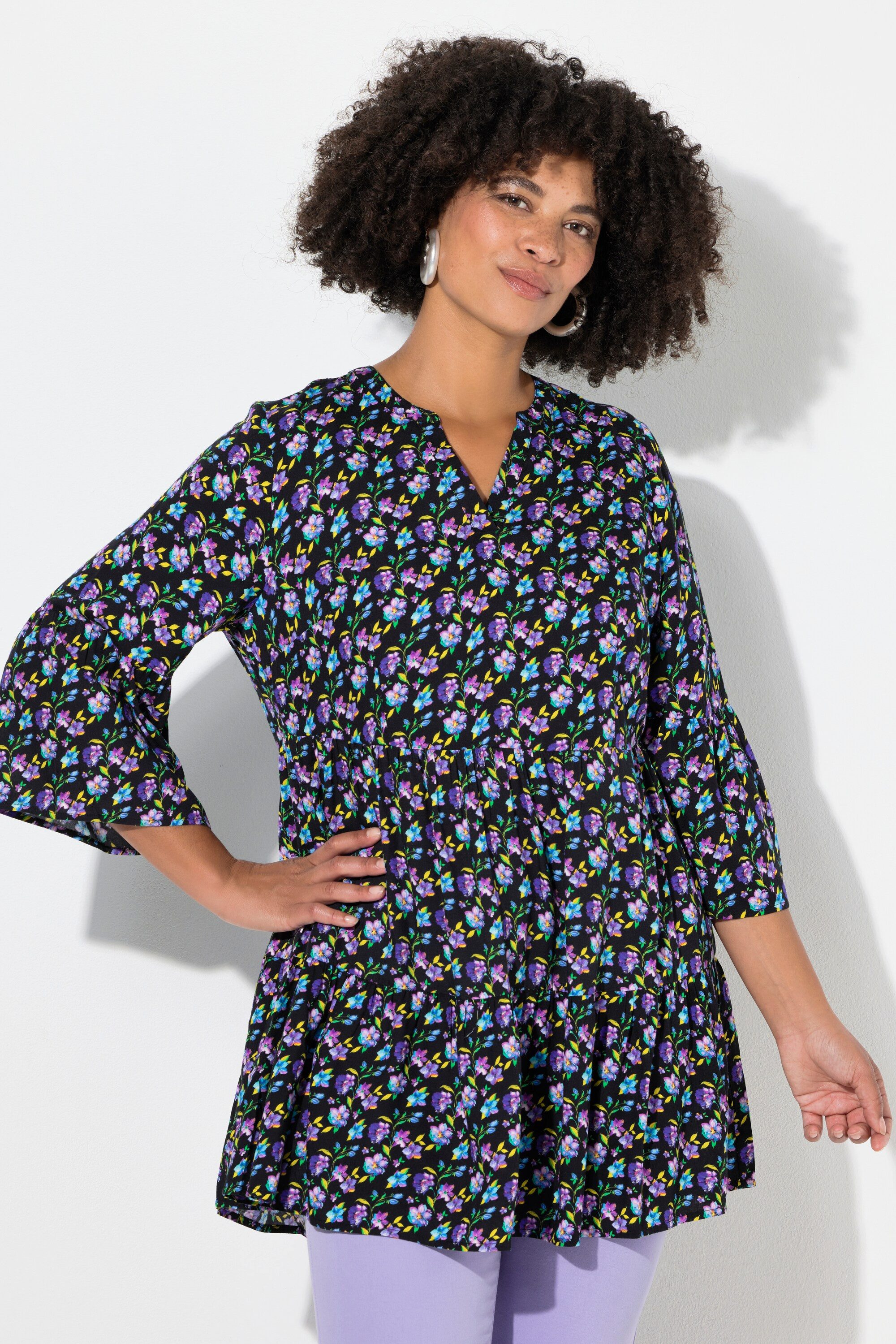 Angel of Style Hemdbluse Bluse bequeme Passform Blümchen Volants