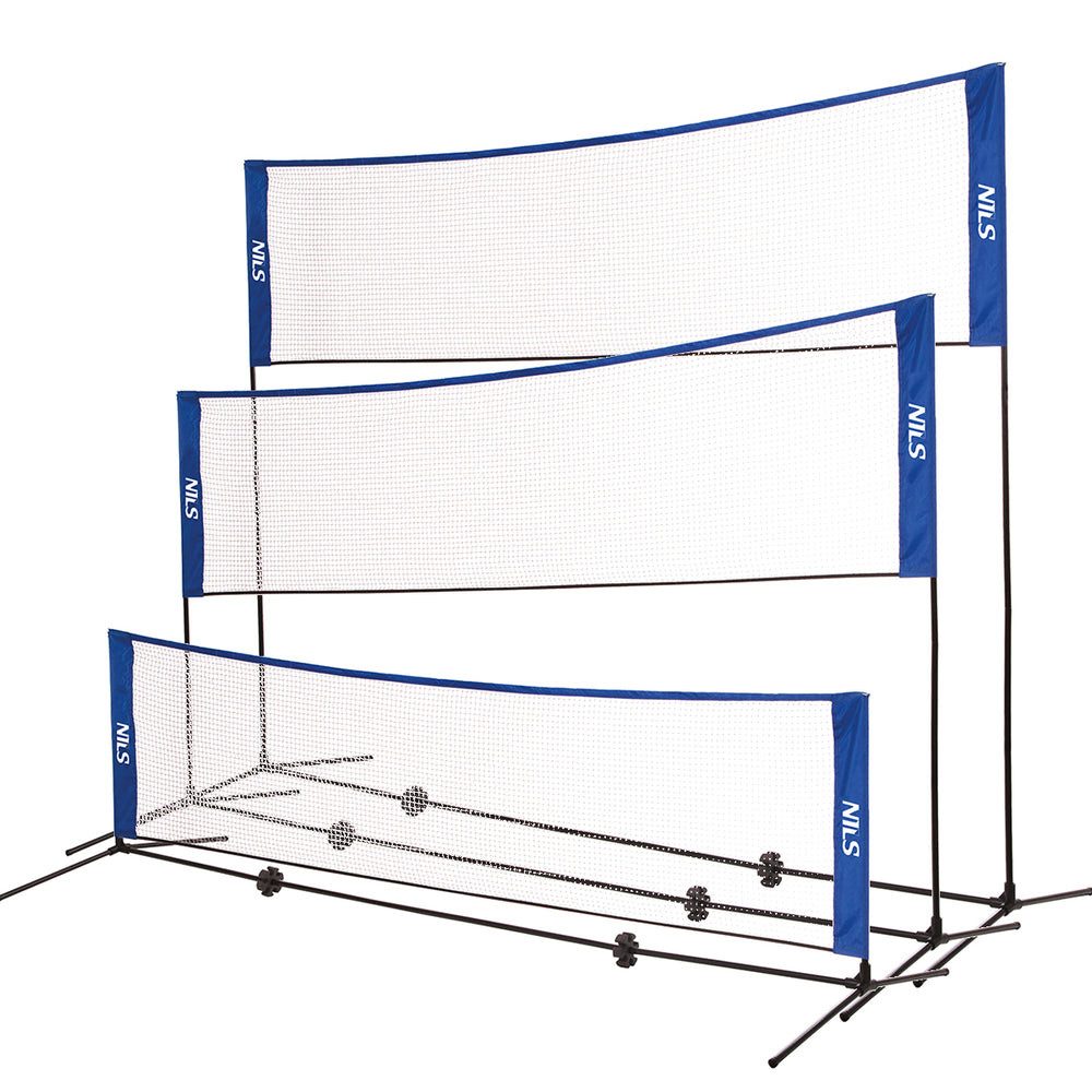 Nils Multifunktionsnetz Badmintonnetz Volleyballnetz Tennisnetz (Spar-Set, 1-St., 306 x 223 cm klappbar), höhenverstellbar, klappbar, 3-in-1, wetterfest