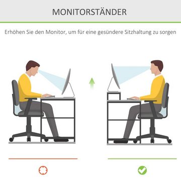 HOMCOM Monitor-Halterung, (Set, 1-tlg., Monitorständer, Mit Schubladen Bildschirmständer Schreibtisch-Organizer Natur)