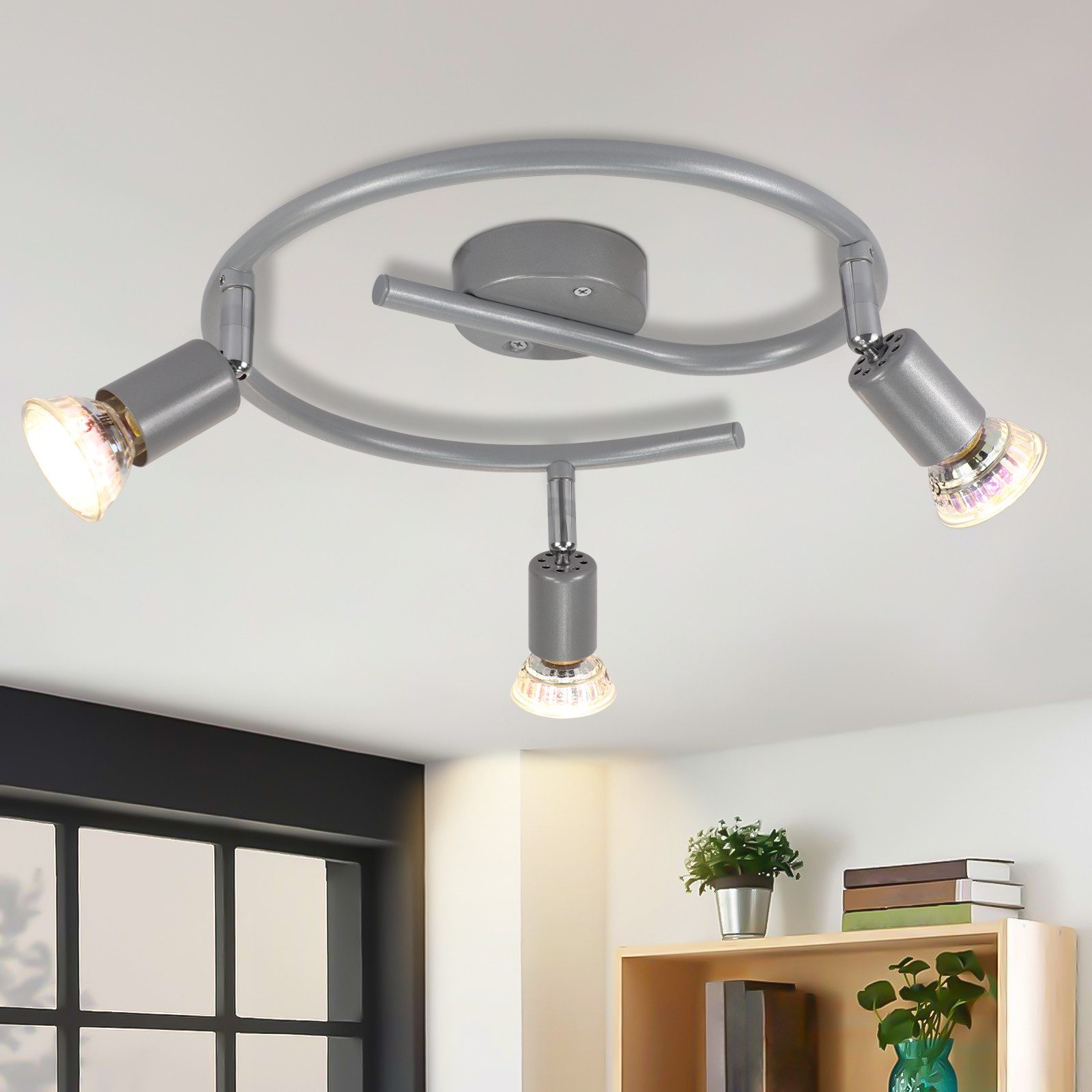 ZMH Deckenstrahler GU10 1/2/3/4 Flammig Modern Deckenleuchte Flur Leuchtmittel Enthalten, Augenschutz, Einfache Installtion, LED wechselbar, Schwenbar 350° Industrial Schlafzimmerlampe