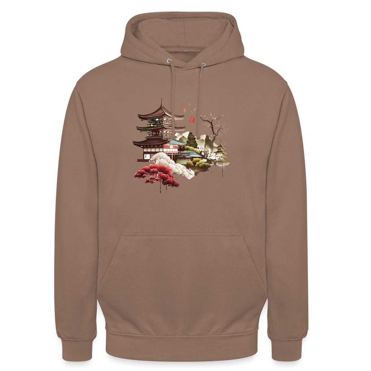 Hoodie Japanische Tempelromantik Mit Blütenzauber Unisex Hoodie