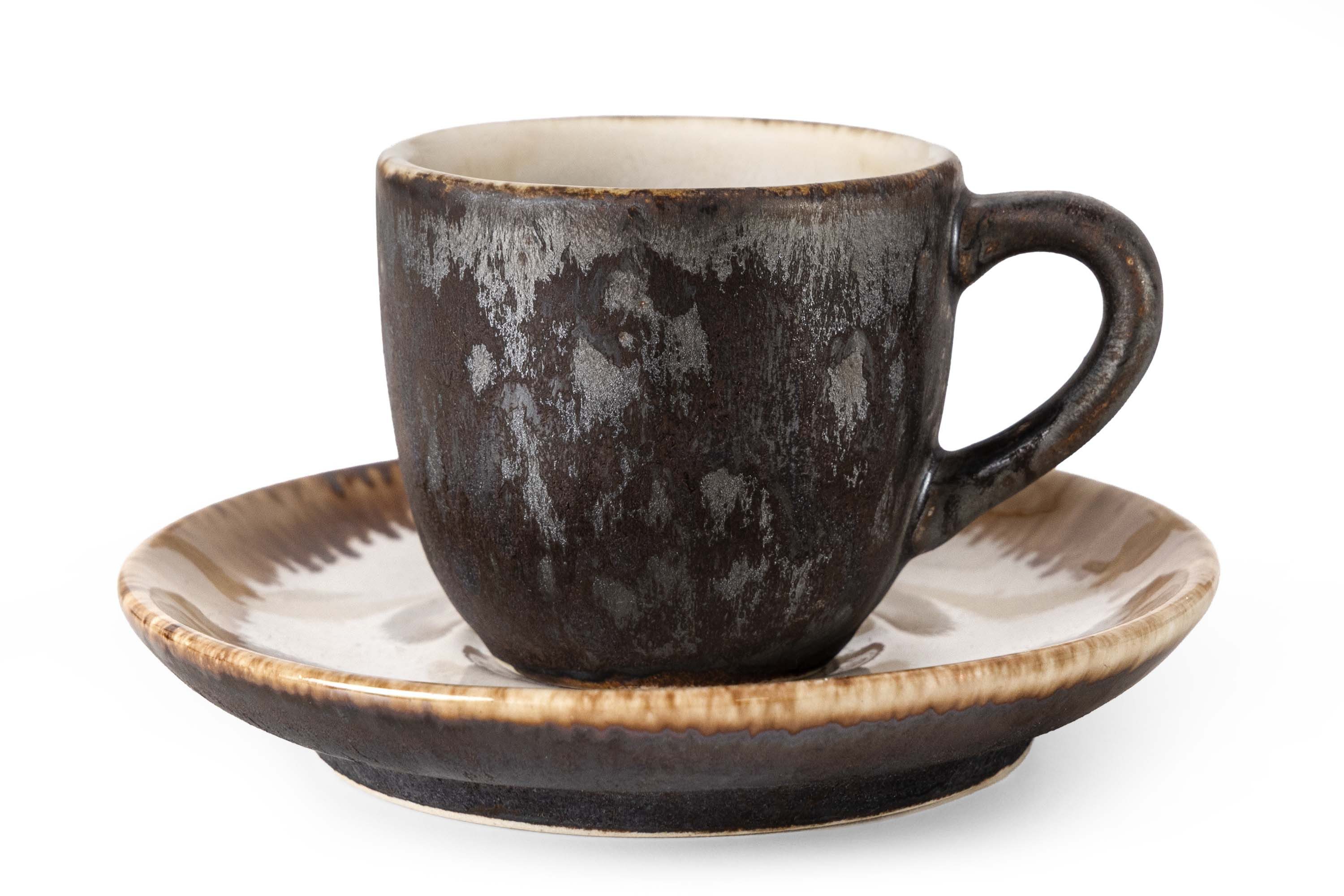 KONSIMO® Kaffeeservice PRIMA Espressotassen-Set, handgefertigt, Premiumqualität aus EU (12-tlg), 6 Personen, Keramik, hochwertige Kunstproduktion, organische Form, spülmaschinengeeignet