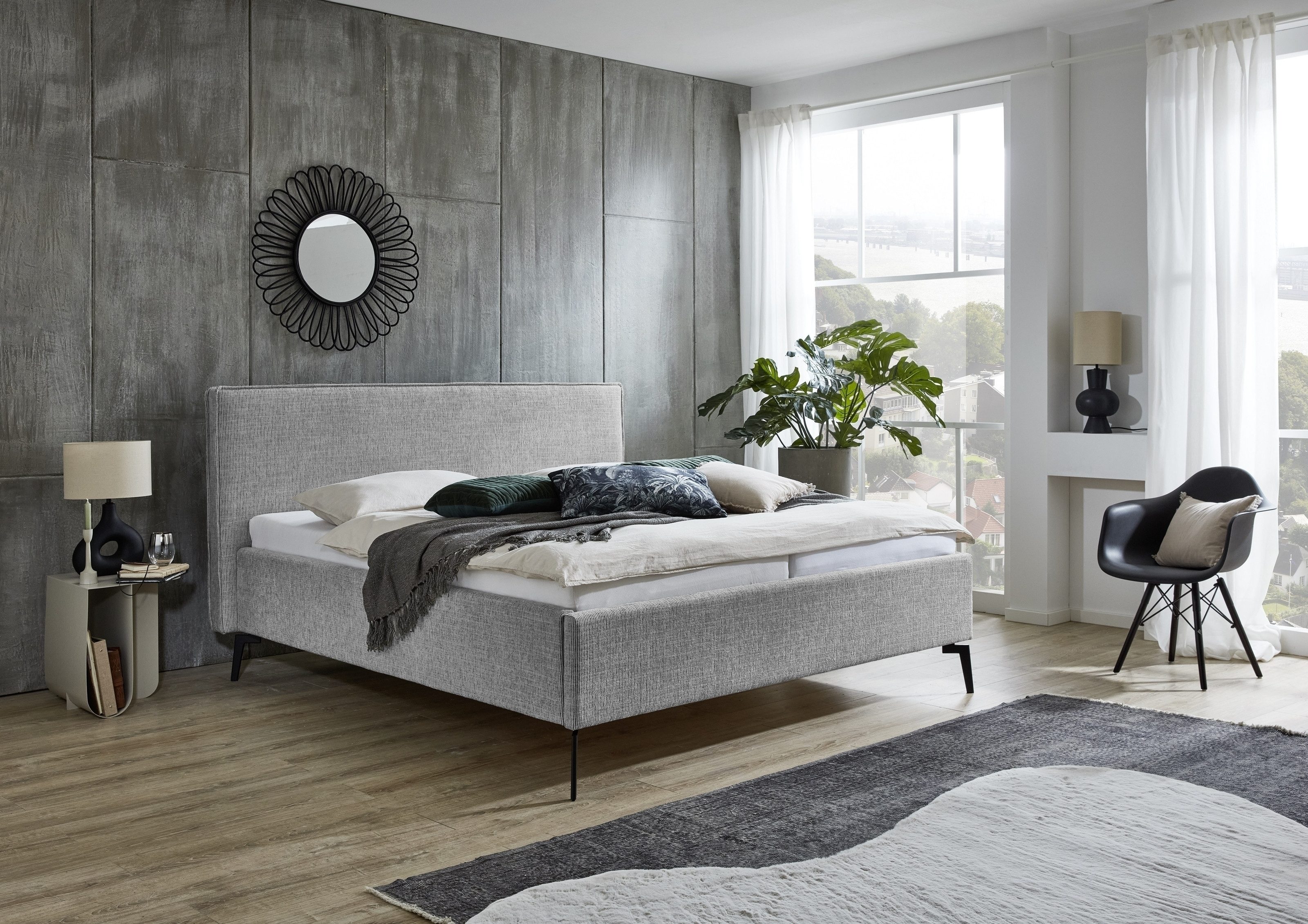 freiraum Polsterbett Riva, Liegefläche 160x200cm, Fog, Stellmaß: 185x112x216cm (BxHxT)