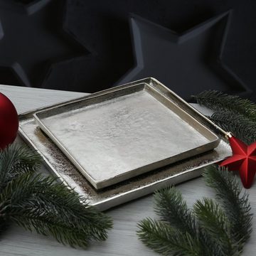 MARELIDA Dekotablett Tablett Dekoteller Dekoschale quadratisch Aluminium L: 22cm silber