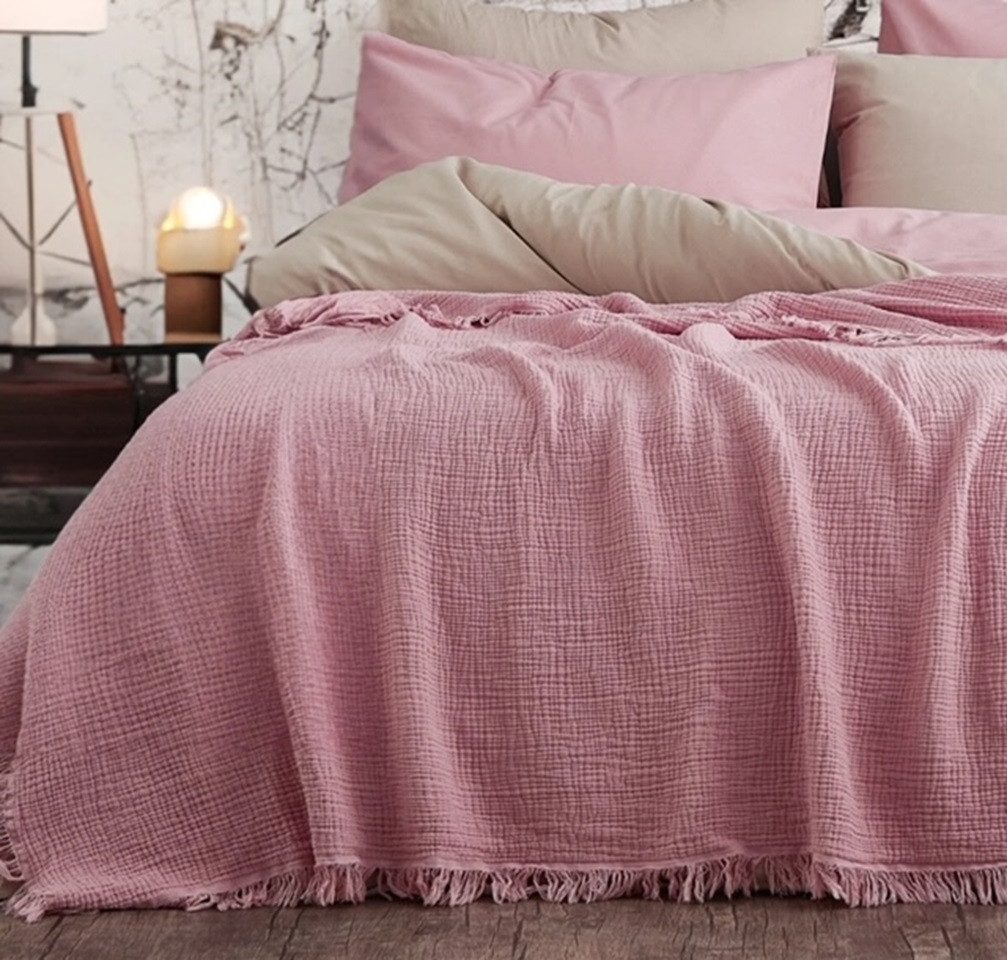 Wohndecke Musselin Wohndecke aus Biobaumwolle 160x220cm im erdigem Rosa, Sa günstig online kaufen