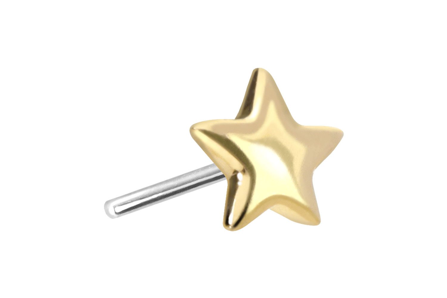 Piercing-Set 14 Karat Gold Aufsatz mit Titan Push Pin STERN