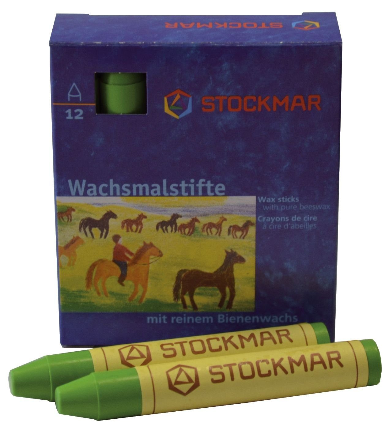 Stockmar Handgelenkstütze Wachsmalstifte - gelbgrün - 12 Stifte
