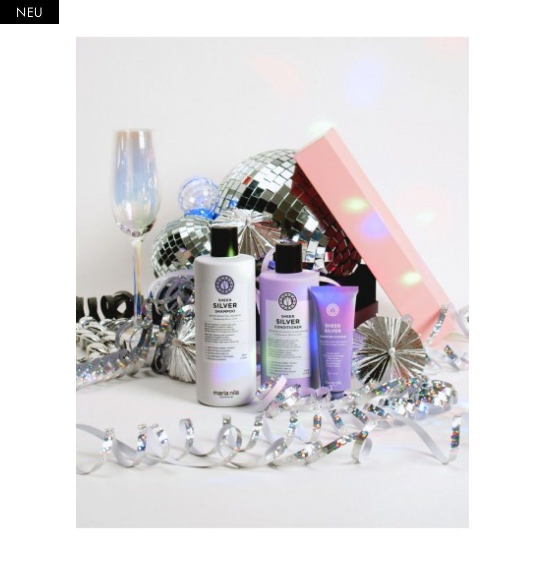 Glanz Geschenkset, Nila 3-tlg., Maske, Sheer NEU, Silver neutralisiert Maria + Shampoo Conditioner+ Gelbstiche, Booster HOLIDAY Haarpflege-Set BOX