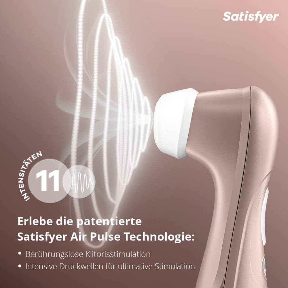 Satisfyer Massagegerät Pro 2 – Druckwellen-Stimulator mit Air-Pulse-Technologie, Wellnessgerät, 11 Intensitäten & Wasserdicht IPX7