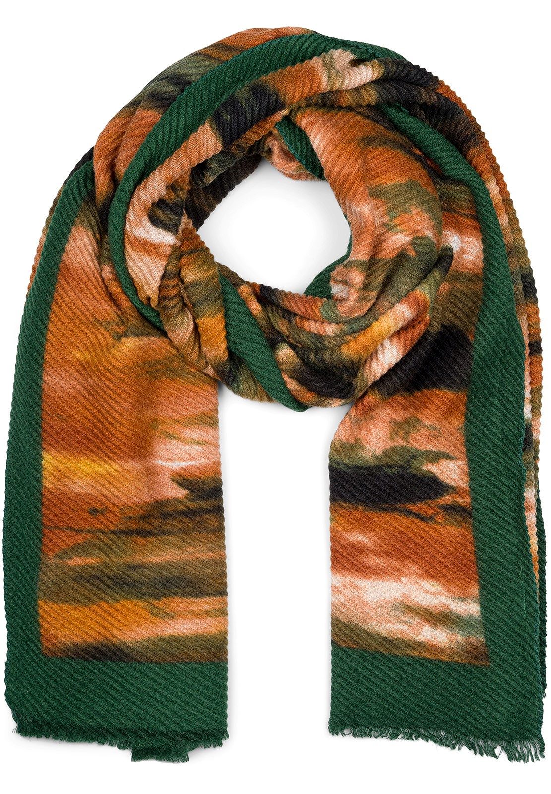 styleBREAKER Modeschal Plissierter Schal mit Pinselstrich Muster, (1-St)