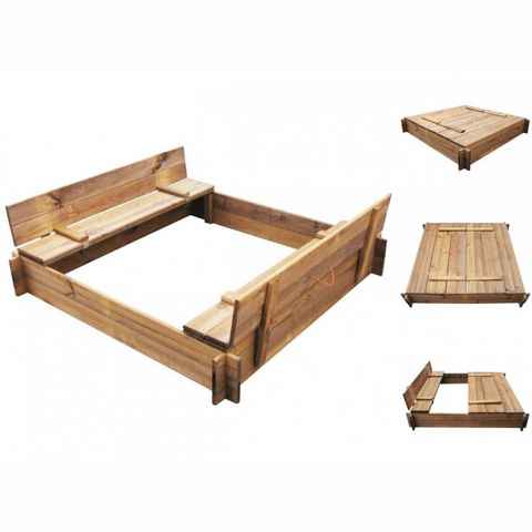 vidaXL Sandkasten Sandkasten Sandkiste mit Sitzfläche Holz Imprägniert Quadratisch