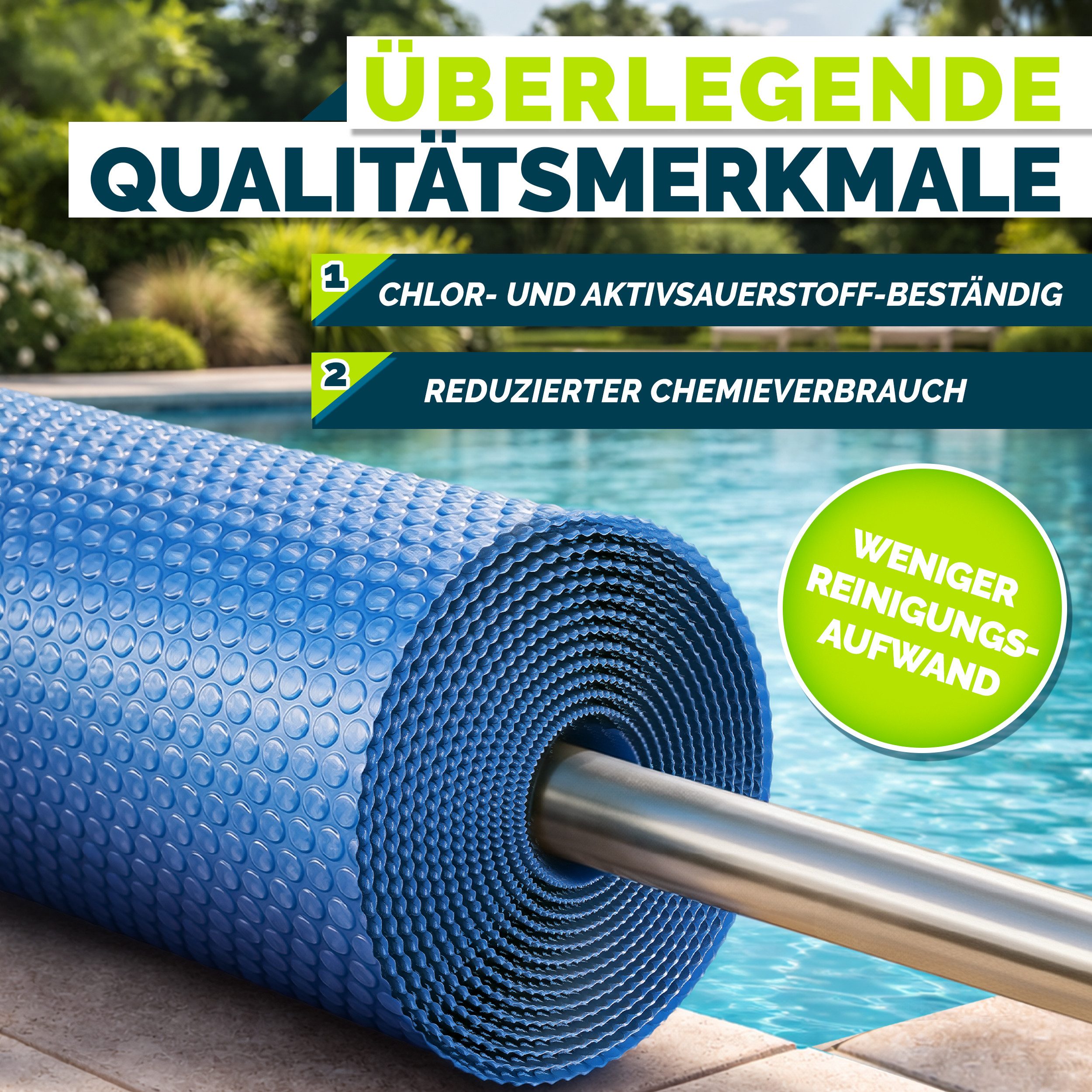 tillvex Pool-Abdeckplane tillvex Pool Solarfolie Solarplane Solarheizung Solarabdeckplane Poolh (Pool Solarabdeckplane Rund & Rechteckig, Prozent), Hochwertige Pool-Solarfolie für sparsames Aufheizen des Wassers