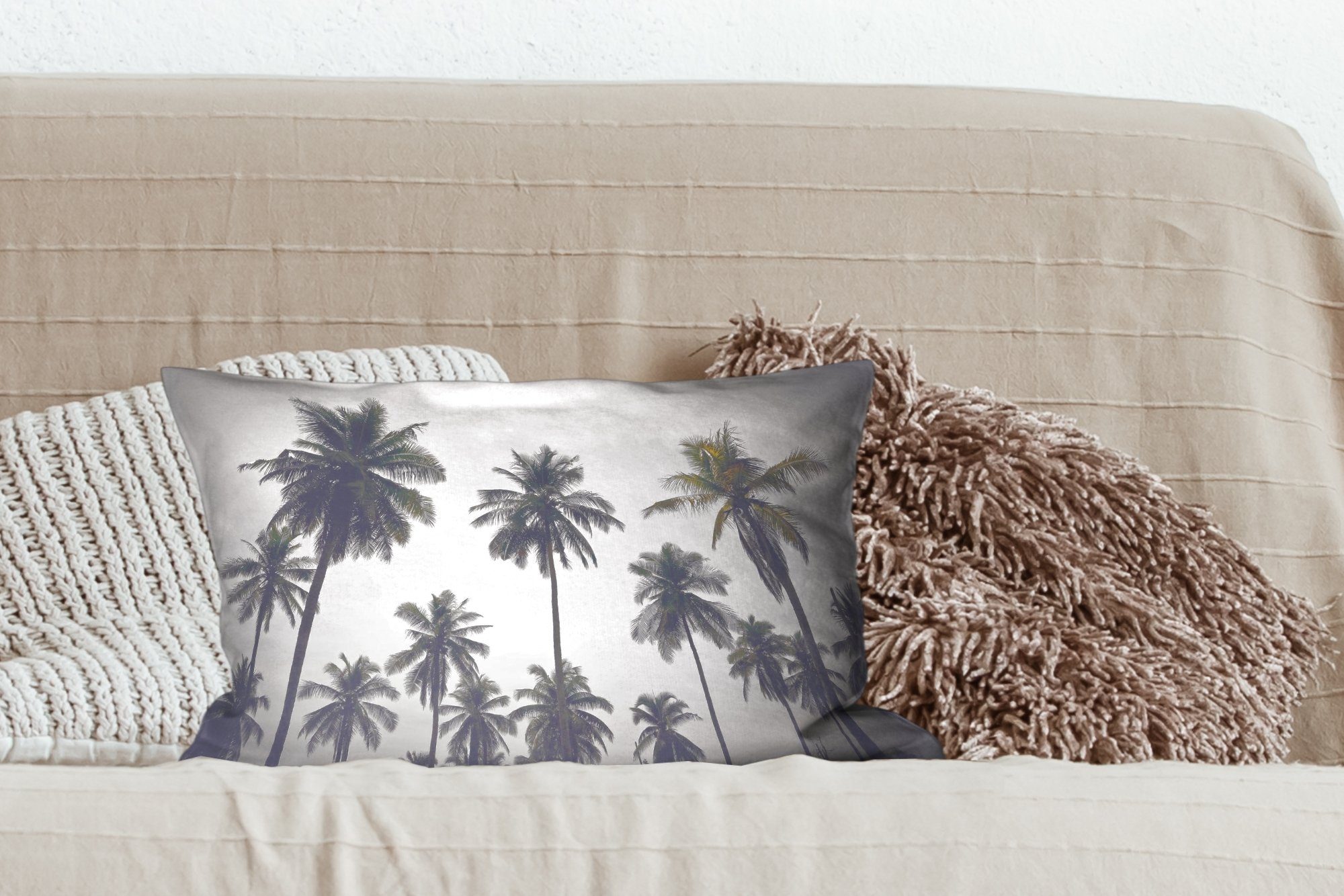 MuchoWow Dekokissen Wohzimmer - Füllung, Natur, Dekokissen Dekoration, Schlafzimmer mit Tropisch Palme - Zierkissen
