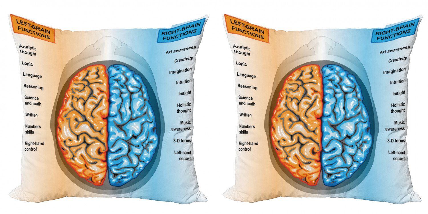 Kissenbezüge Modern Accent Doppelseitiger Digitaldruck, Abakuhaus (2 Stück), Lehrreich Left Right Brain