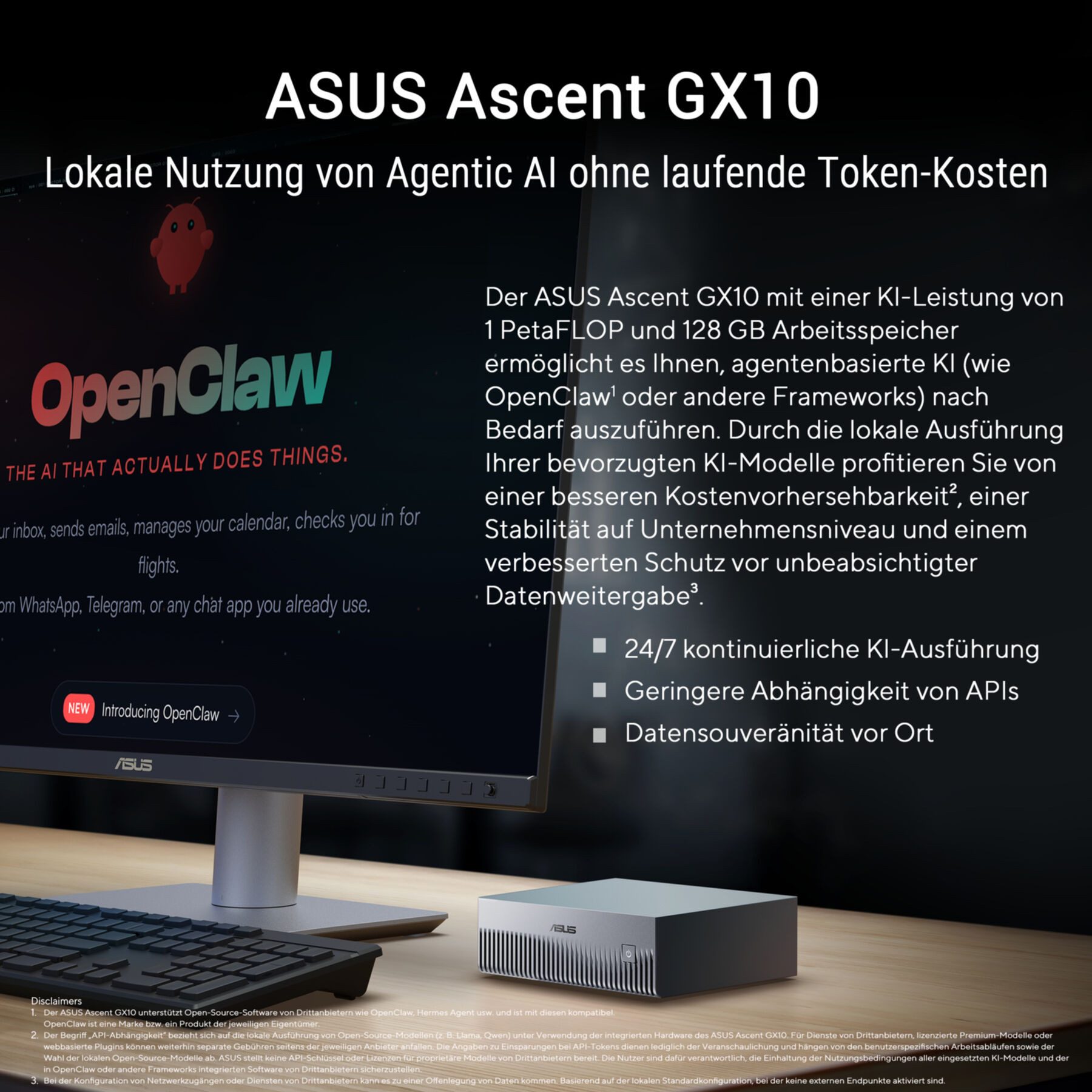 Asus ASUS Ascent GX10-GG0026BN 2TB KI Supercomputer (NVIDIA GB10 Grace Blac Mini-PC (0 GB SSD, WLAN)