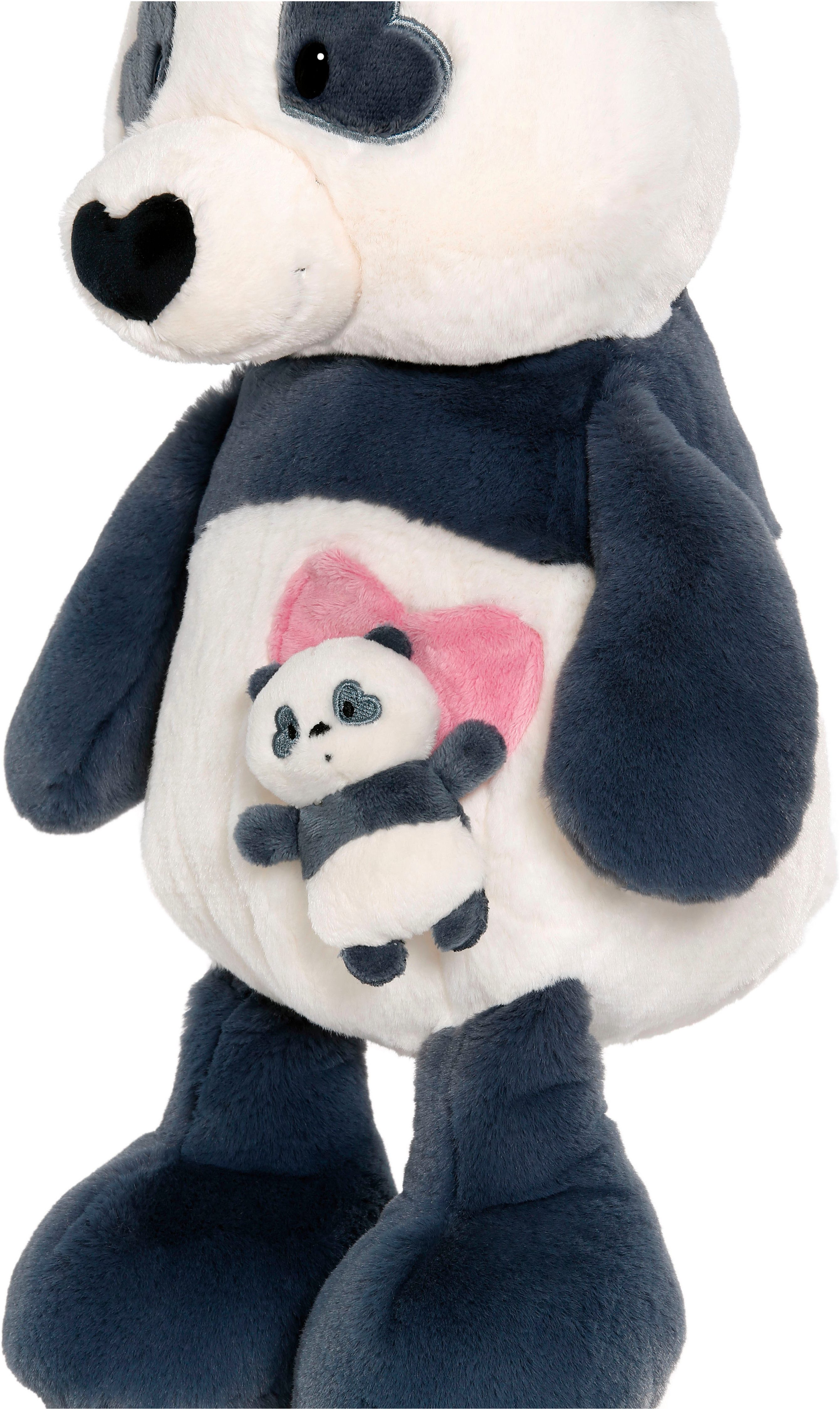 Nici Kuscheltier Love, Panda, 40 cm, mit Herztasche und Baby-Panda schlenkernd, enthält recyceltes Material