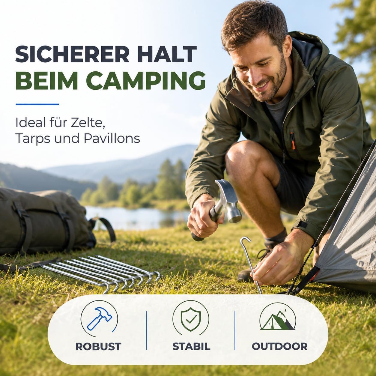 TK Gruppe Zelthering 20 Zeltheringe aus Stahl, 18 cm, für Camping und Garten, (1-St) – Bild 2 von 5