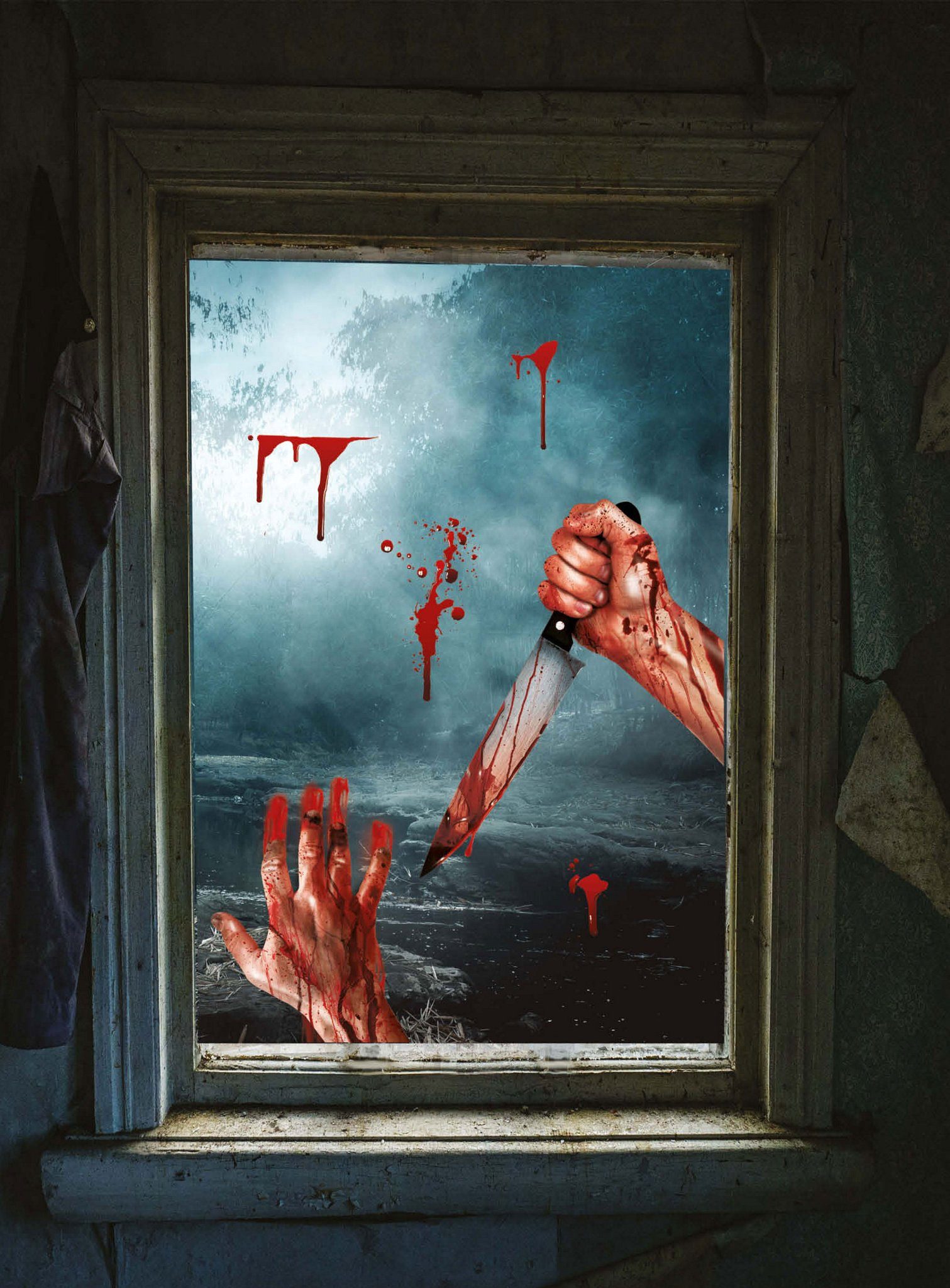 Metamorph Dekoobjekt Blutige Fenster-Aufkleber - Halloween günstig online kaufen