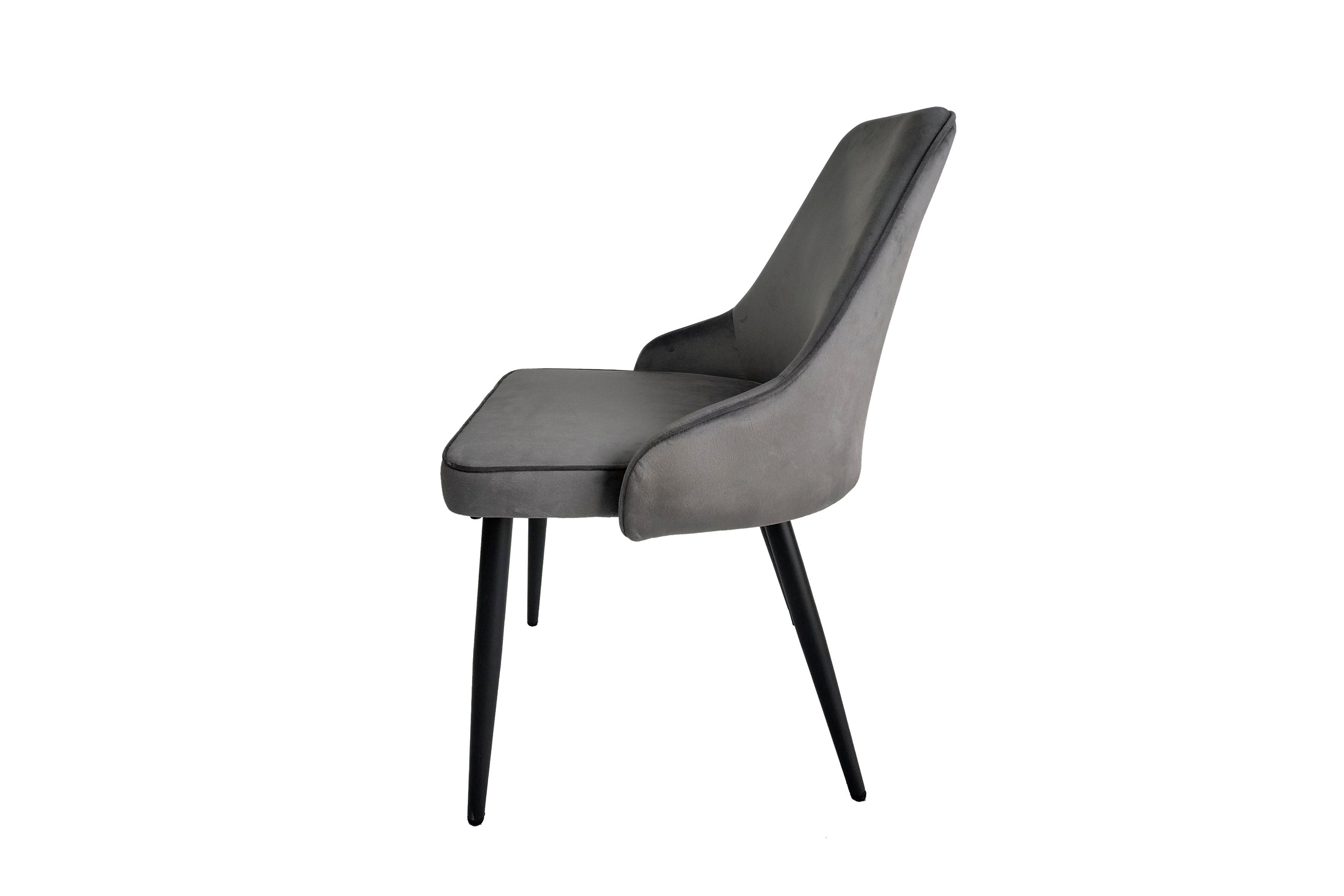 byLIVING Stuhl SHANE (2er-Set, Samtbezug schwarz), in Bequeme in Sitzkomfort grau, Polsterung Hoher Metallgestell hochwertiger durch Rückenschale