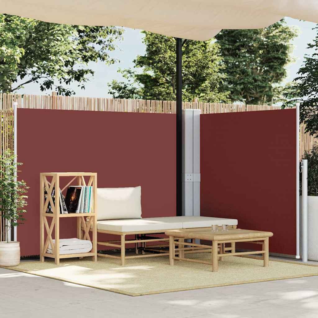 furnicato Seitenmarkise Garten-Braun 140 x (0-600) cm mit automatischer UV-beständiger Sichtschutzschirm mit wasserabweisendem Polyester