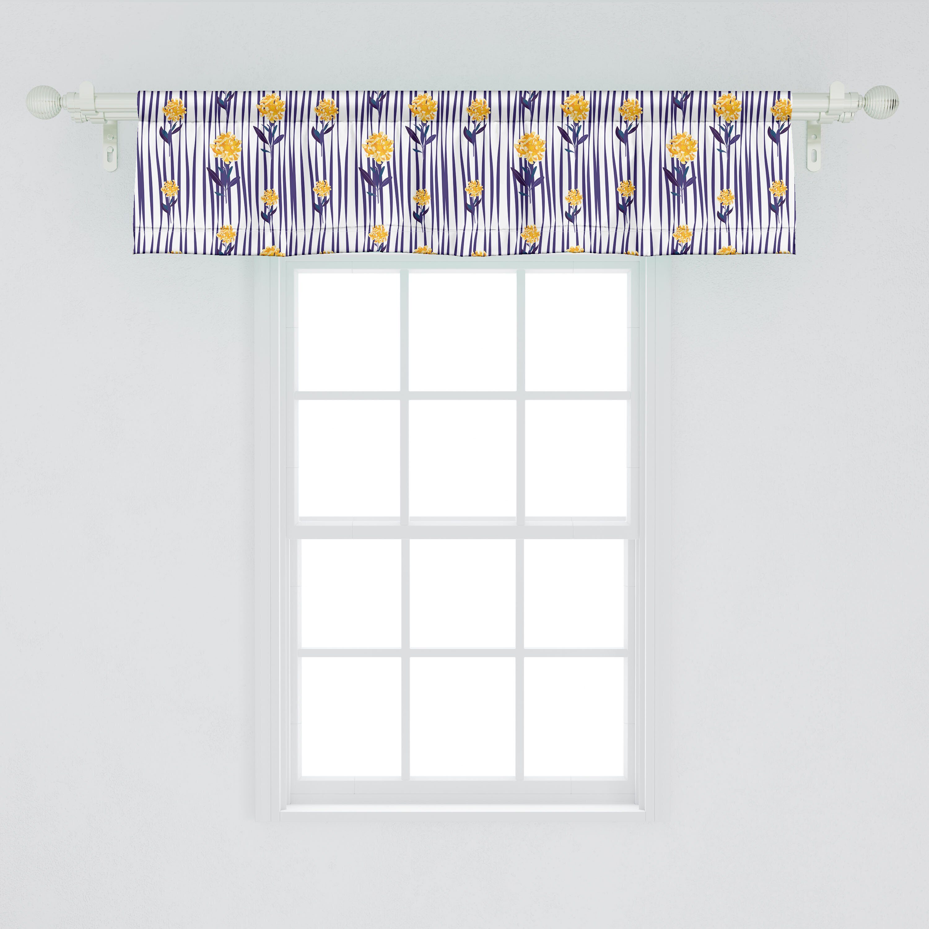 Küche Vorhang Chrysantheme-Muster mit Schlafzimmer Stangentasche, Volant für Abakuhaus, Dekor Microfaser, Scheibengardine Blumen