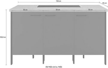 OPTIFIT Kücheninsel Tokio, ohne E-Geräte, Breite 158 cm, mit Stahlgestell, mit Vollauszug