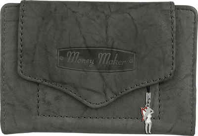 Money Maker Geldbörse »Money Maker Damen Börse RFID« (Portemonnaie), Damen Portemonnaie Echtleder Größe ca. 13cm, grau