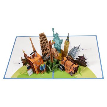Coonoor Grußkarten 3D Reise Popup Karte, 3D Geburtstags Popup Karte