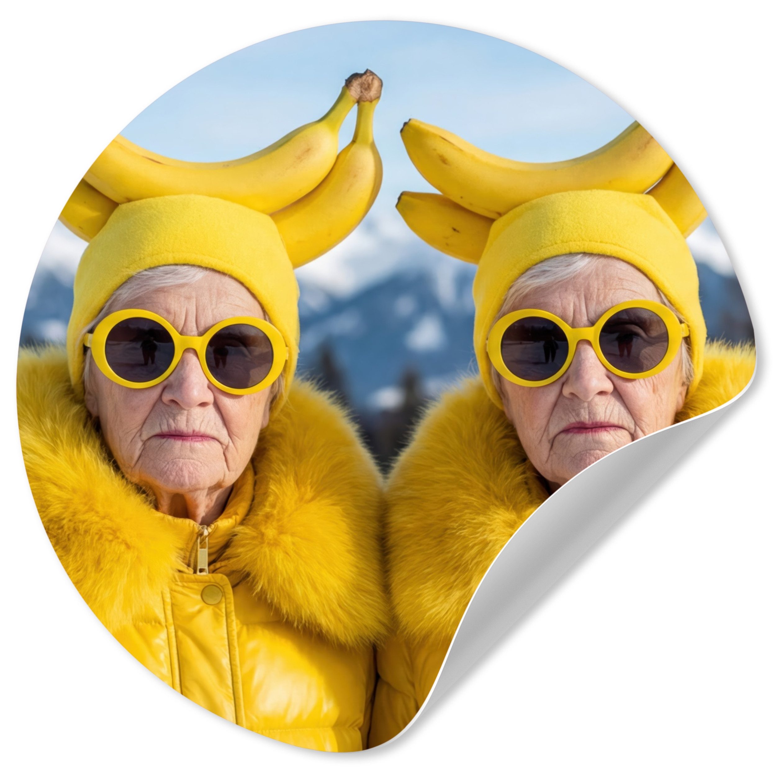 MuchoWow Wandsticker Frauen - Bananen - Gelb (1 St), Wandtattoo Selbstklebend, Wohnzimmer Deko Aufkleber, 30x30 cm