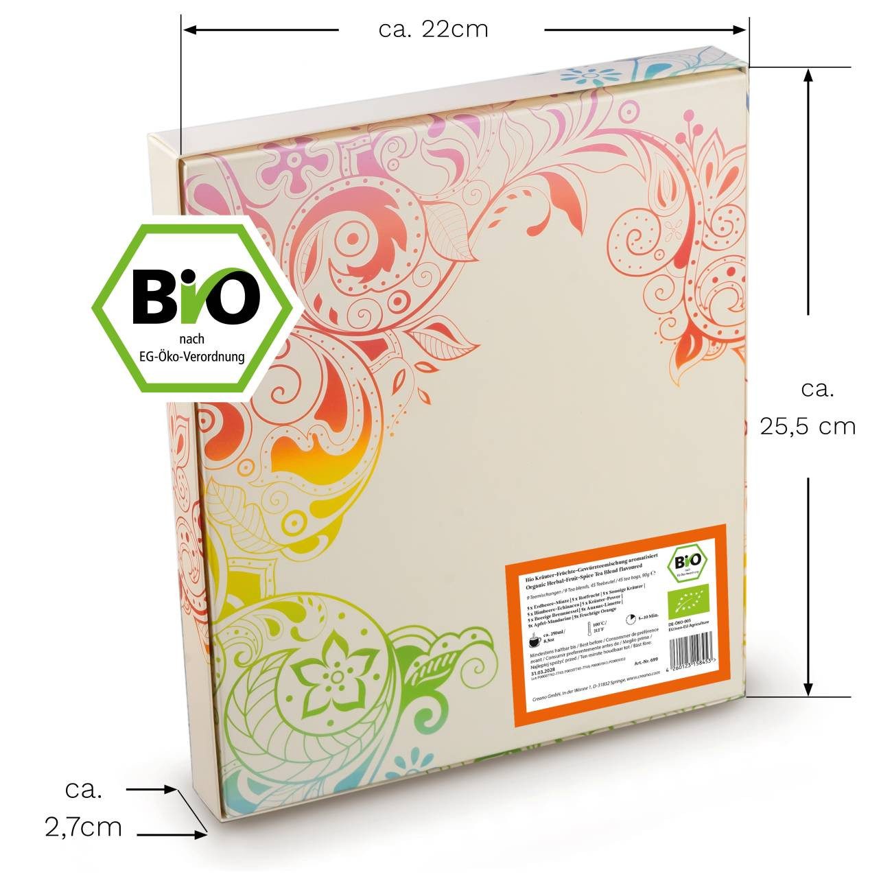 Creano Tee Bio Früchte- Kräutertee 45er Geschenkset „ORGANIC HERBAL TEA“*, 1 x 45 St. (45 Bio-Teebeutel) – Bild 2 von 5