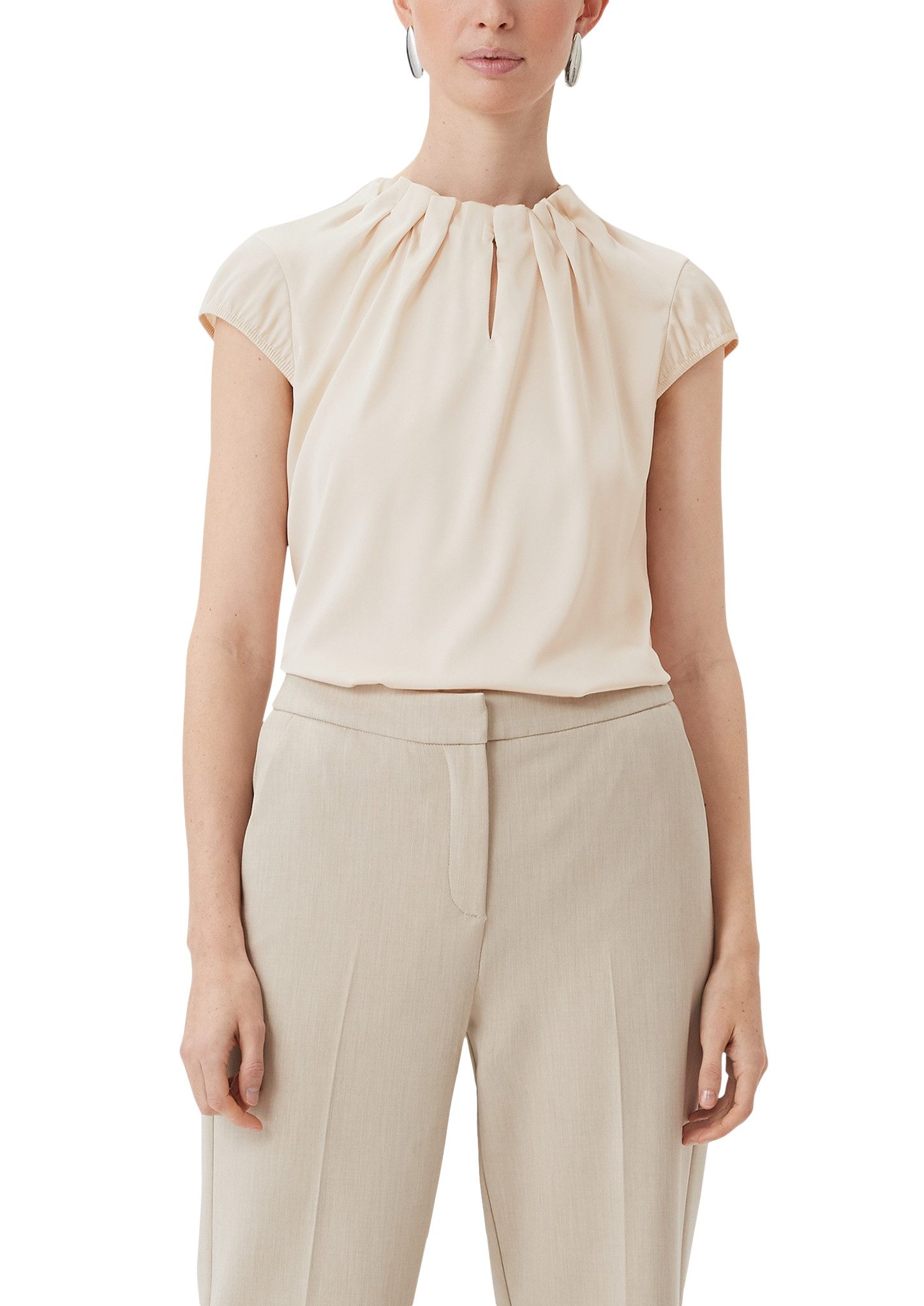 comma Satinbluse mit Raffung am Hals günstig online kaufen