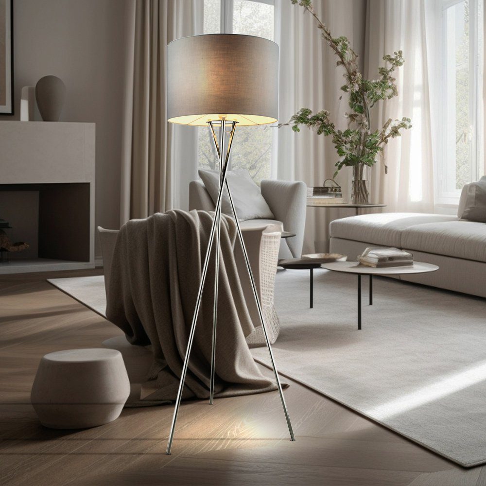 GLOBO LIGHTING Stehlampe, Leuchtmittel nicht inklusive, Steh Leuchte Wohnraum Stativ Strahler Beistell Lese Lampe Textil