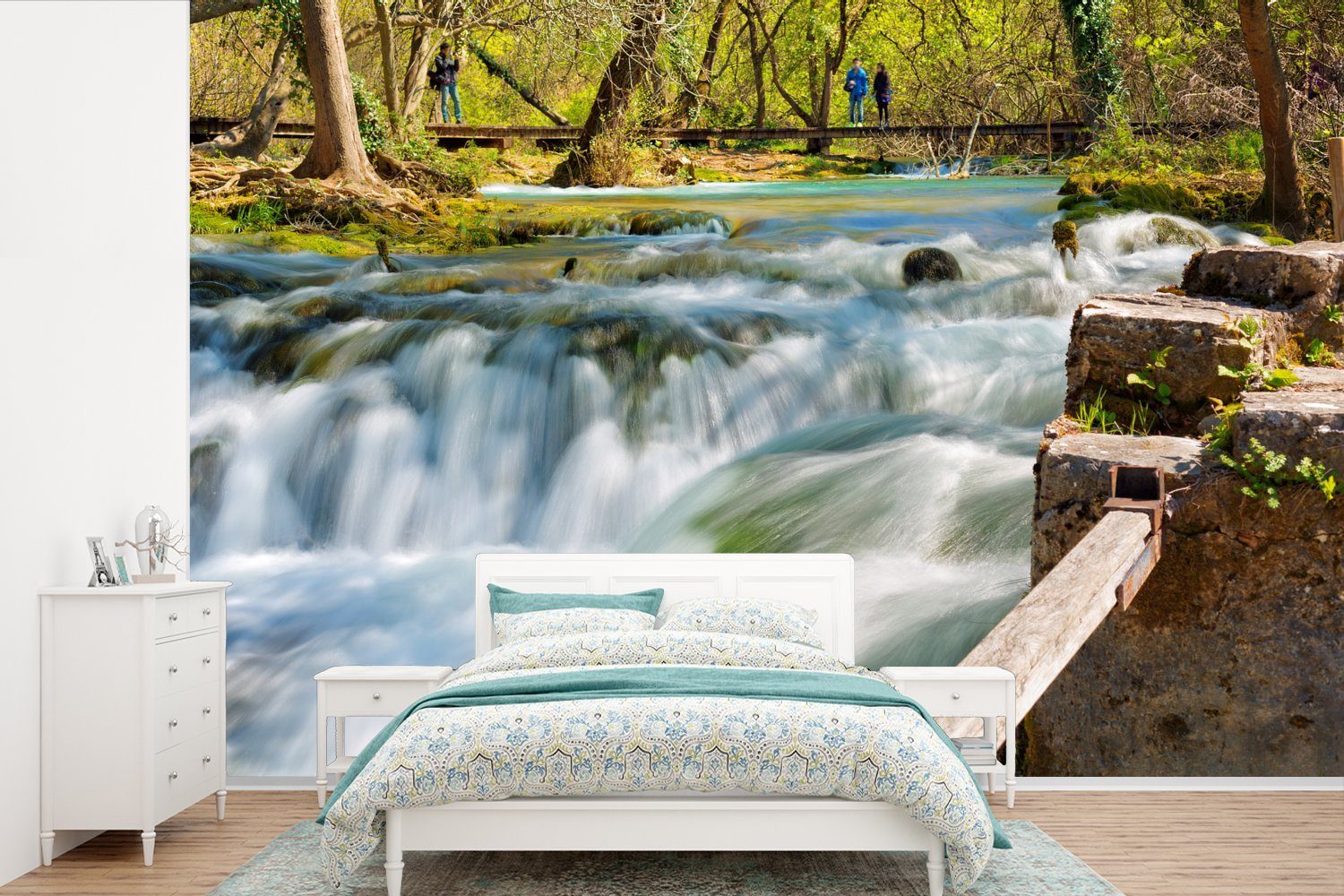 MuchoWow Fototapete Die wilden Wasserfälle des Nationalparks Krka, Matt, bedruckt, (6 St), Wallpaper für Wohnzimmer, Schlafzimmer, Kinderzimmer, Vinyl Tapete