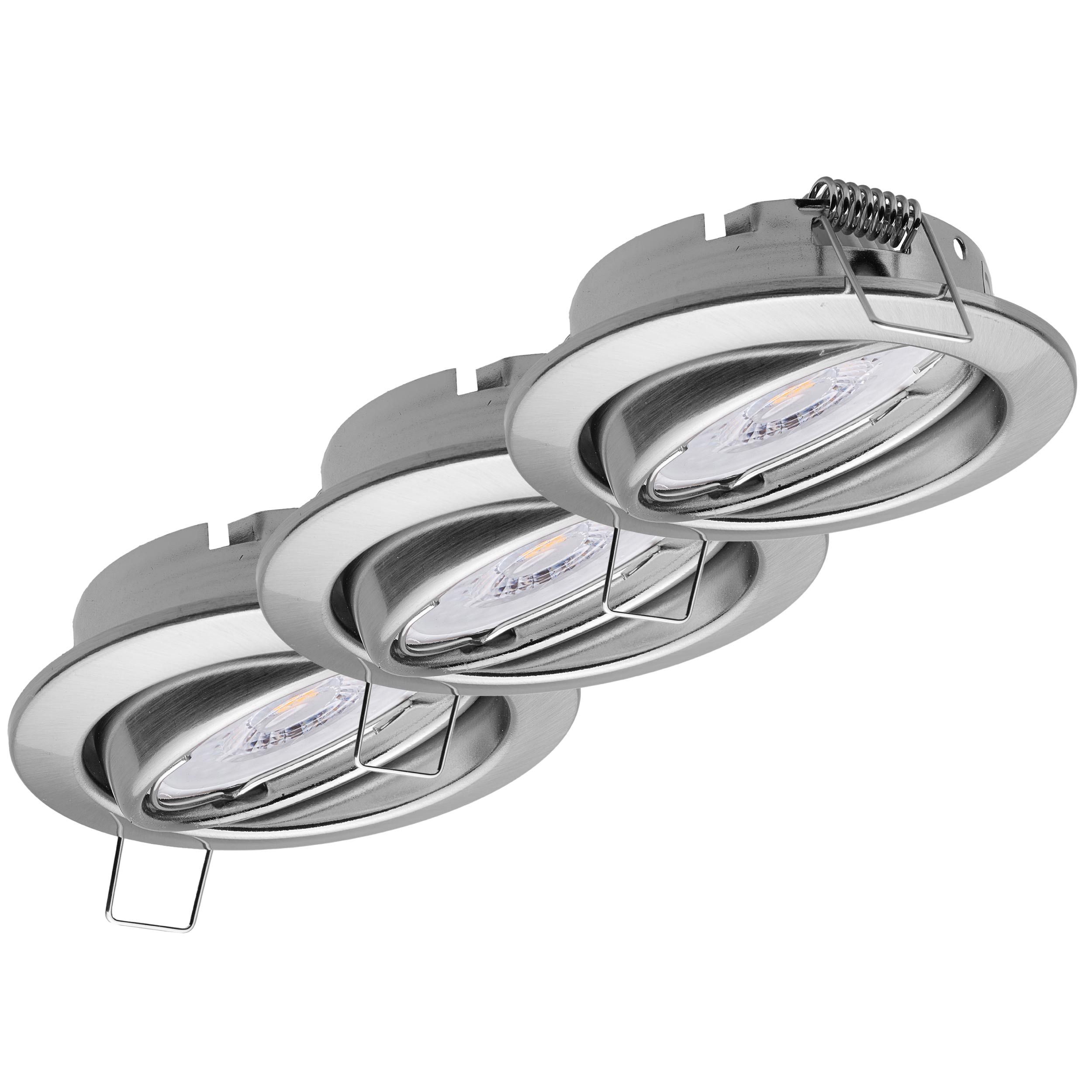 Oktaplex lighting LED Einbaustrahler Dijon Deckenstrahler gebürstete Edelstahloptik, inklusive Leuchtmittel, warmweiß, 3000K 345lm 1,9W Einbauspot 230V