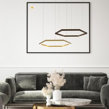 s.luce Pendelleuchte LED Hängeleuchte Hexa Ø 60cm direkt oder indirekt Gold, Warmweiß