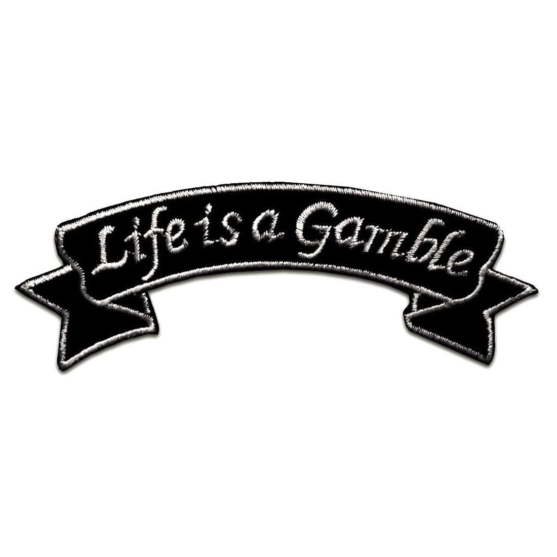 Catch the Patch Aufnäher Bügelbild, Aufbügler, Applikationen, Patches, Flicken, zum aufbügeln, Polyester, Life Is A Gamble Biker - Größe: 10,7 x 3,1 cm