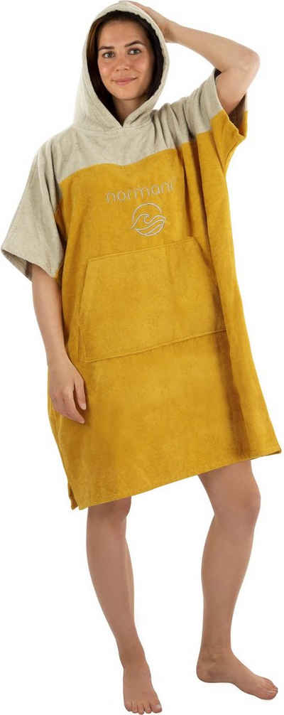 normani Badeponcho Damen Surfer Poncho Kuta, Bio-Baumwolle, Kapuze, Schlupf, Badeponcho aus 100 % saugstarker Bio-Baumwolle