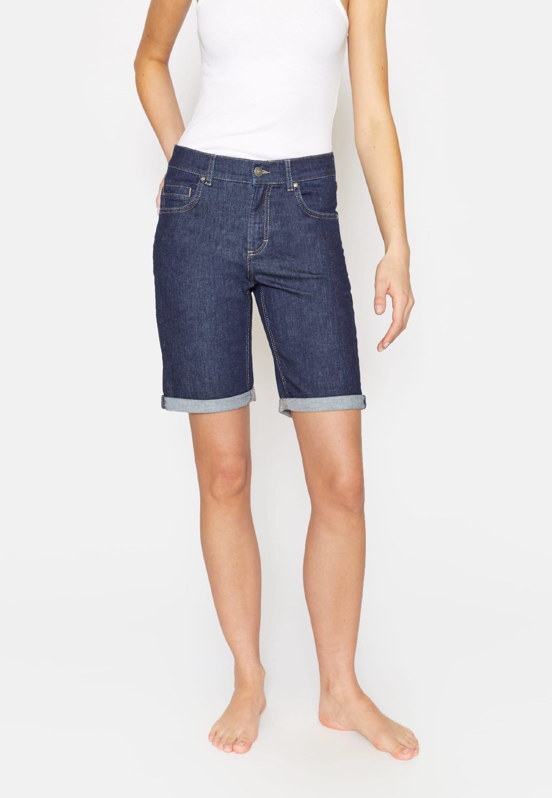 ANGELS Jeanshotpants 5-Pocket-Jeans mit Label-Applikationen Bermuda TU blau