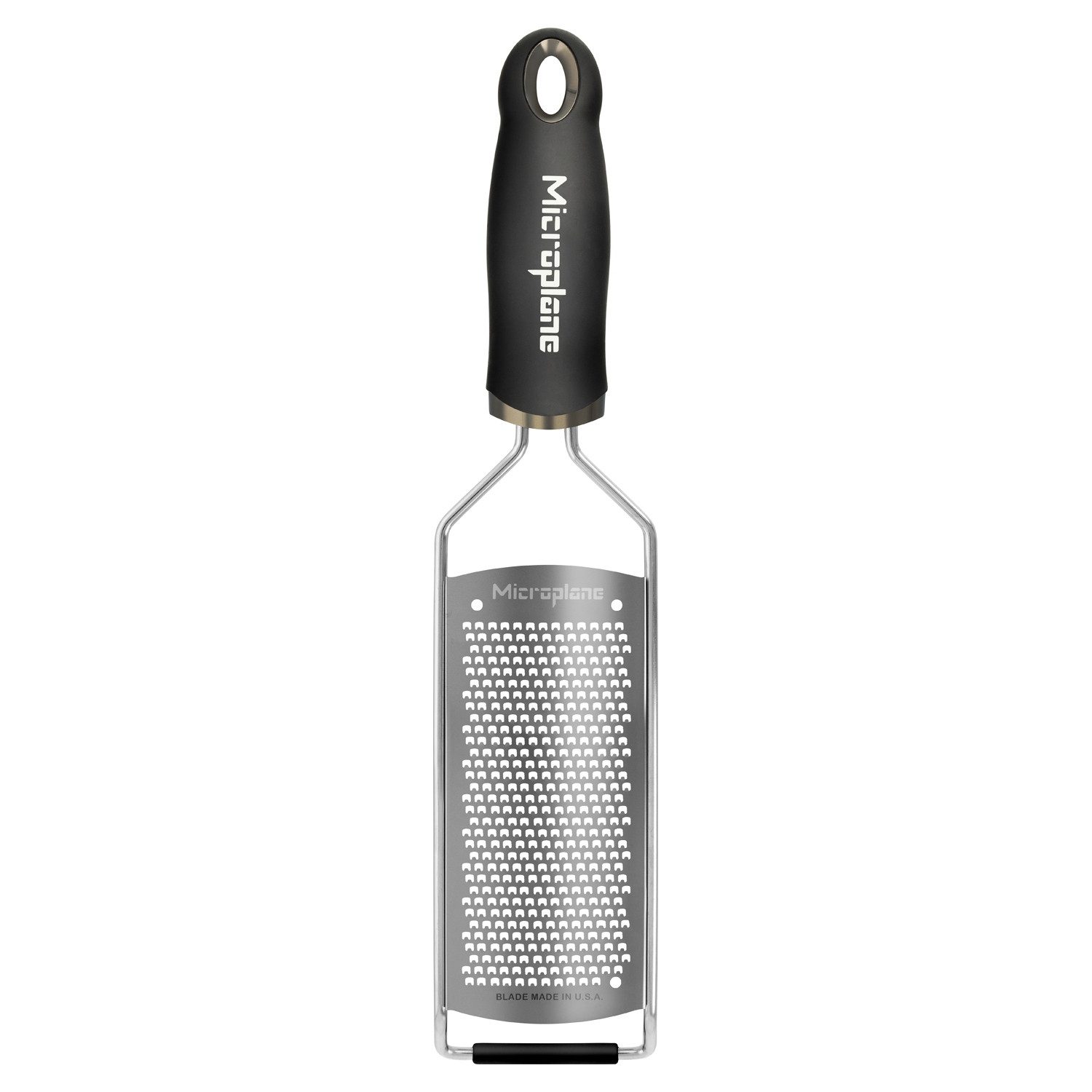 Microplane Küchenreibe Feinreibe GOURMET, L 31,5 cm, mit Gummifuß, Edelstahl, Gummi, Kunststoff, spülmaschinenfest, mit feiner Reibe