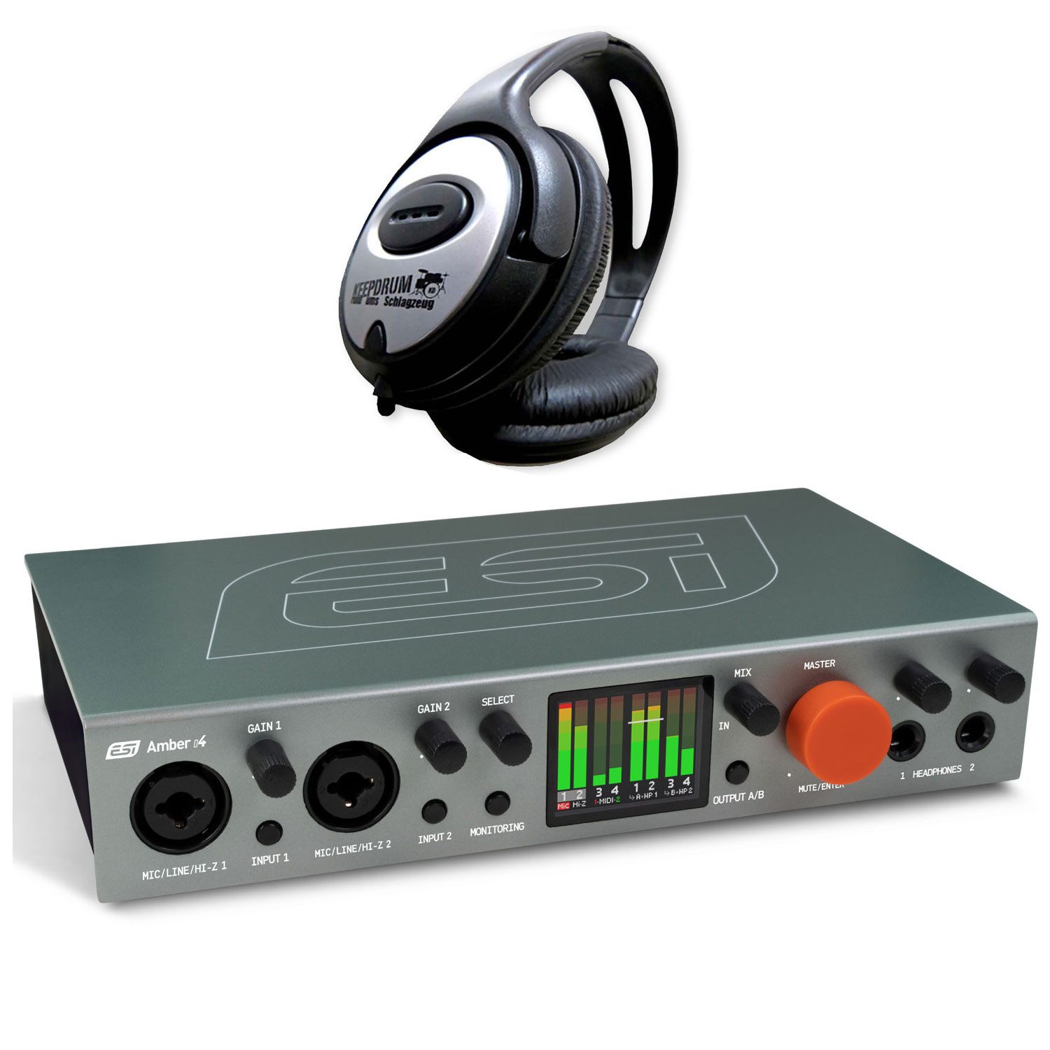 ESI Audio ESI USB Audio-Interface Amber i4 mit Kopfhörer Digitales Aufnahmegerät (Vorteils-Set mit Kopfhörer)