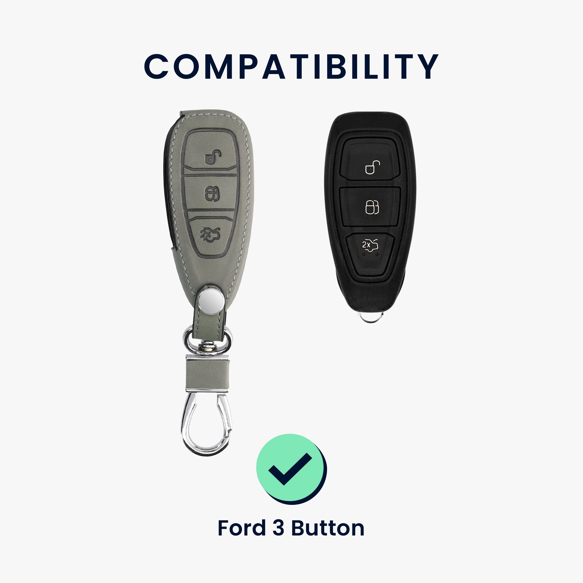 Schutzhülle Schlüsselhülle Hülle Ford Nubuklederoptik Kunstleder für Autoschlüssel Schlüsseltasche für kwmobile Cover Ford, -